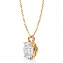 Oval Lab Diamond 4-Prong Necklace 14K Yellow Gold (2.50ct)