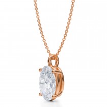 Oval Lab Diamond 4-Prong Necklace 14K Rose Gold (3.00ct)