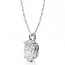 Oval Lab Diamond 4-Prong Necklace 14K White Gold (3.00ct)