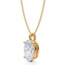 Oval Lab Diamond 4-Prong Necklace 14K Yellow Gold (3.00ct)