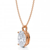 Oval Lab Diamond 4-Prong Necklace 14K Rose Gold (3.50ct)