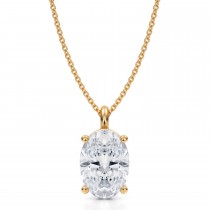 Oval Lab Diamond 4-Prong Necklace 14K Yellow Gold (3.50ct)