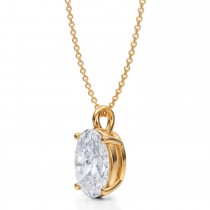 Oval Lab Diamond 4-Prong Necklace 14K Yellow Gold (3.50ct)