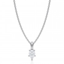 Pear Lab Diamond Prong Pendant Necklace 14K White Gold (0.33ct)
