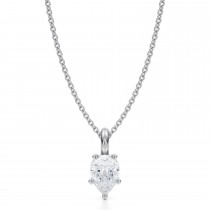 Pear Lab Diamond Prong Pendant Necklace 14K White Gold (0.75ct)
