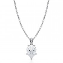 Pear Lab Diamond Prong Pendant Necklace 14K White Gold (1.00ct)
