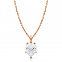 Pear Lab Diamond Prong Pendant Necklace 14K Rose Gold (1.50ct)