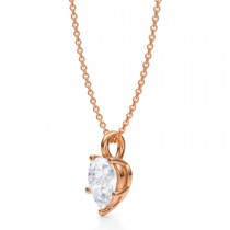 Pear Lab Diamond Prong Pendant Necklace 14K Rose Gold (1.50ct)