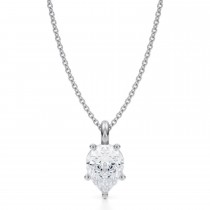 Pear Lab Diamond Prong Pendant Necklace 14K White Gold (1.50ct)