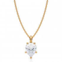Pear Lab Diamond Prong Pendant Necklace 14K Yellow Gold (1.50ct)