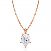 Pear Lab Diamond Prong Pendant Necklace 14K Rose Gold (2.00ct)