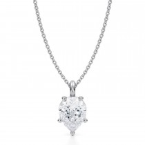 Pear Lab Diamond Prong Pendant Necklace 14K White Gold (2.00ct)