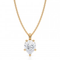 Pear Lab Diamond Prong Pendant Necklace 14K Yellow Gold (2.00ct)