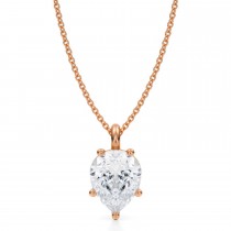 Pear Lab Diamond Prong Pendant Necklace 14K Rose Gold (2.50ct)