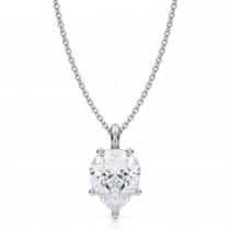 Pear Lab Diamond Prong Pendant Necklace 14K White Gold (2.50ct)