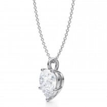 Pear Lab Diamond Prong Pendant Necklace 14K White Gold (2.50ct)