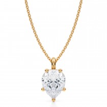 Pear Lab Diamond Prong Pendant Necklace 14K Yellow Gold (2.50ct)