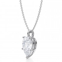 Pear Lab Diamond Prong Pendant Necklace 14K White Gold (3.00ct)