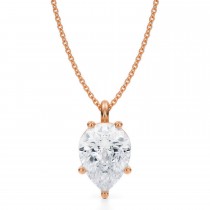 Pear Lab Diamond Prong Pendant Necklace 14K Rose Gold (3.50ct)