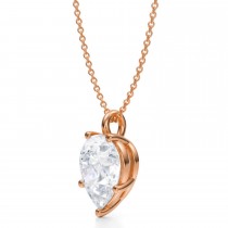 Pear Lab Diamond Prong Pendant Necklace 14K Rose Gold (3.50ct)