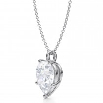 Pear Lab Diamond Prong Pendant Necklace 14K White Gold (3.50ct)