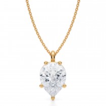 Pear Lab Diamond Prong Pendant Necklace 14K Yellow Gold (3.50ct)