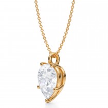 Pear Lab Diamond Prong Pendant Necklace 14K Yellow Gold (3.50ct)
