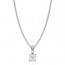 Round Lab Diamond 4-Prong Necklace 14K White Gold (0.25ct)