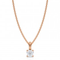 Round Lab Diamond 4-Prong Necklace 14K Rose Gold (0.33ct)