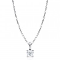 Round Lab Diamond 4-Prong Necklace 14K White Gold (0.33ct)
