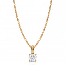 Round Lab Diamond 4-Prong Necklace 14K Yellow Gold (0.33ct)
