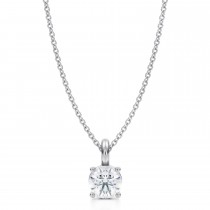 Round Lab Diamond 4-Prong Necklace 14K White Gold (0.75ct)