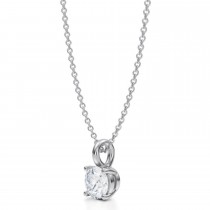 Round Lab Diamond 4-Prong Necklace 14K White Gold (0.75ct)