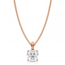 Round Lab Diamond 4-Prong Necklace 14K Rose Gold (1.00ct)