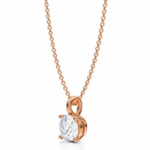 Round Lab Diamond 4-Prong Necklace 14K Rose Gold (1.00ct)