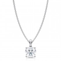 Round Lab Diamond 4-Prong Necklace 14K White Gold (1.00ct)