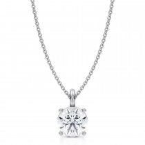 Round Lab Diamond 4-Prong Necklace 14K White Gold (1.50ct)