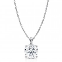 Round Lab Diamond 4-Prong Necklace 14K White Gold (2.00ct)