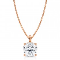 Round Lab Diamond 4-Prong Necklace 14K Rose Gold (2.50ct)