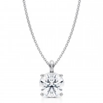 Round Lab Diamond 4-Prong Necklace 14K White Gold (2.50ct)