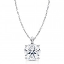 Round Lab Diamond 4-Prong Necklace 14K White Gold (3.00ct)