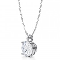 Round Lab Diamond 4-Prong Necklace 14K White Gold (3.00ct)