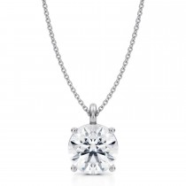 Round Lab Diamond 4-Prong Necklace 14K White Gold (3.50ct)