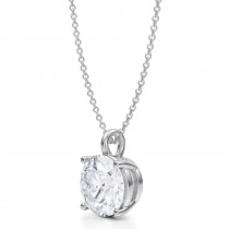 Round Lab Diamond 4-Prong Necklace 14K White Gold (3.50ct)