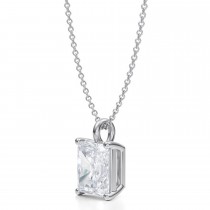 Radiant Lab Diamond 4-Prong Necklace 14K White Gold (3.00ct)