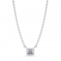 Asscher Lab Diamond Pendant Necklace 14K White Gold (0.25ct)