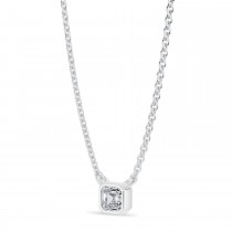 Asscher Lab Diamond Pendant Necklace 14K White Gold (0.25ct)