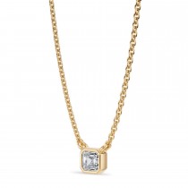 Asscher Lab Diamond Pendant Necklace 14K Yellow Gold (0.25ct)