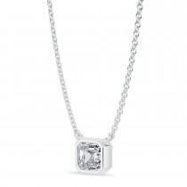 Asscher Lab Diamond Pendant Necklace 14K White Gold (0.50ct)