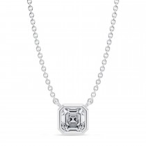 Asscher Lab Diamond Pendant Necklace 14K White Gold (0.75ct)